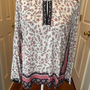 J. Jill Floral Blouse - White, Black, and Pink